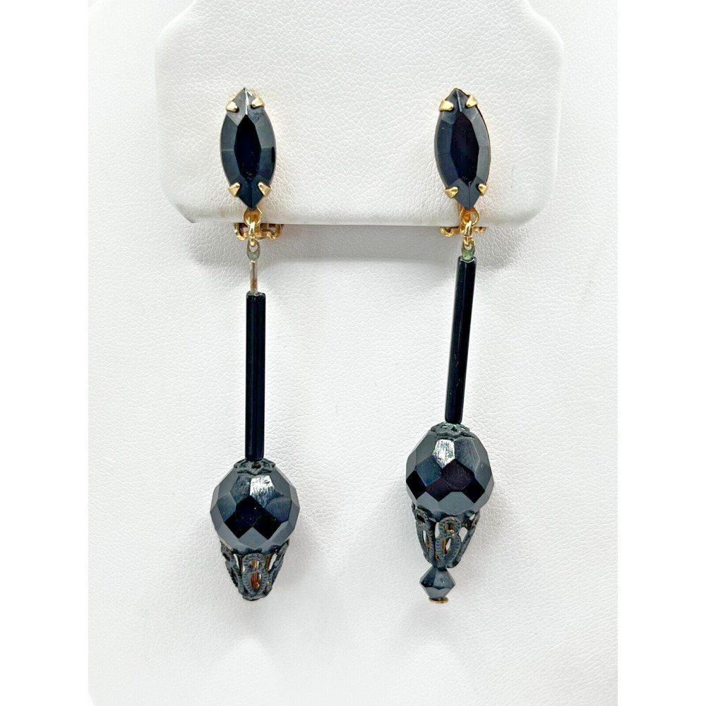 Rare VINTAGE ESTATE, Lewis Segal California Clip Dangle Earrings 2 1/2"